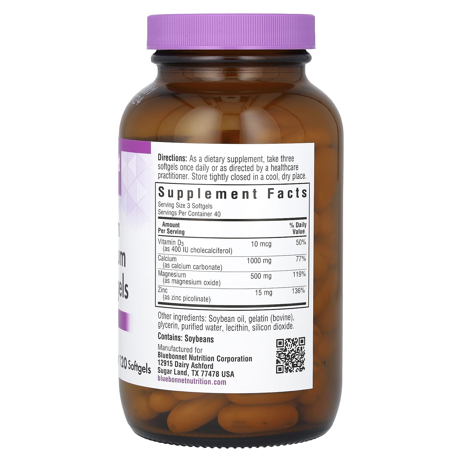 Bluebonnet Nutrition, Calcium Magnesium Zinc, 120 Softgels