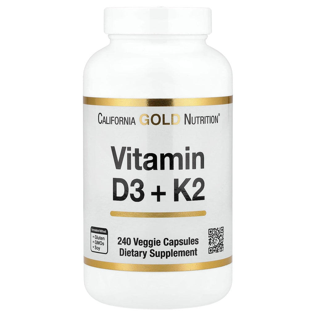 California Gold Nutrition, Vitamin D3 + K2, 240 Veggie Capsules