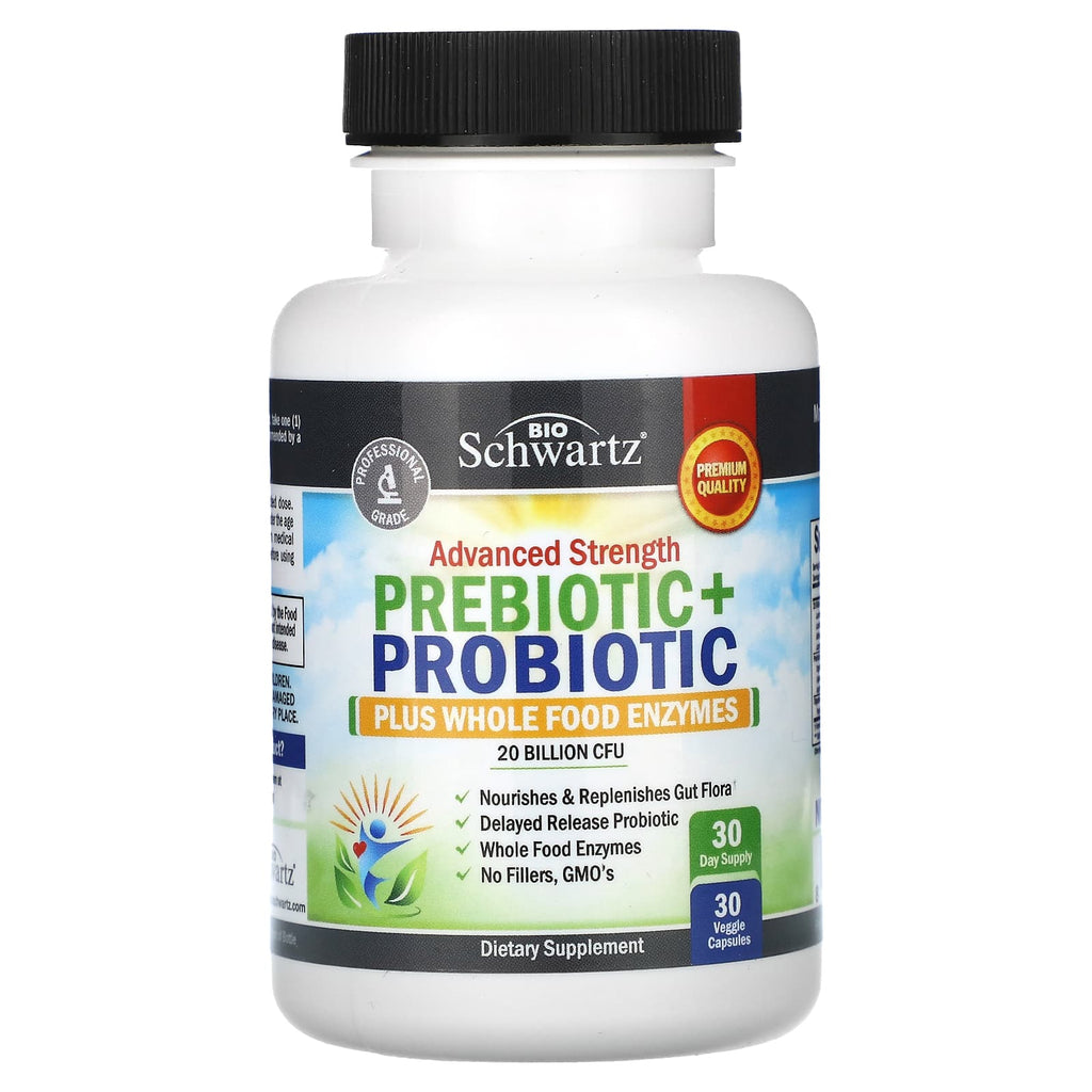 BioSchwartz, Advanced Strength, Prebiotic+Probiotic, 20 Billion CFU, 30 Veggie Capsules