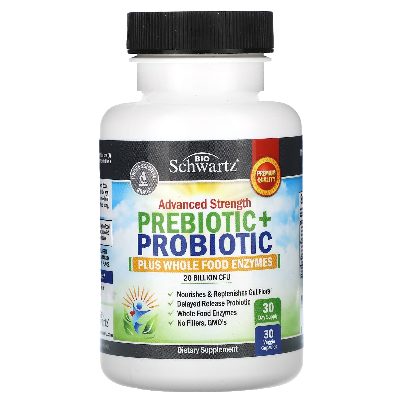 BioSchwartz, Advanced Strength, Prebiotic+Probiotic, 20 Billion CFU, 30 Veggie Capsules