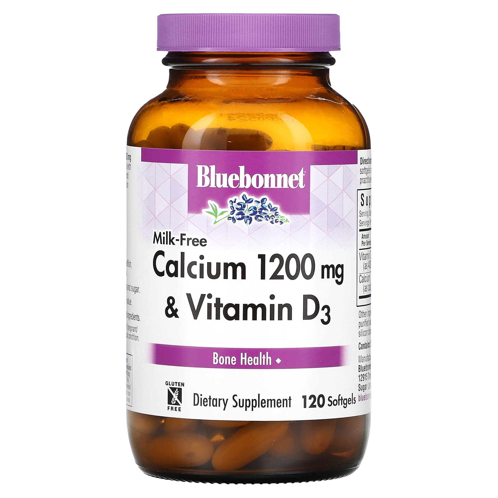 Bluebonnet Nutrition, Milk-Free Calcium & Vitamin D3, 120 Softgels