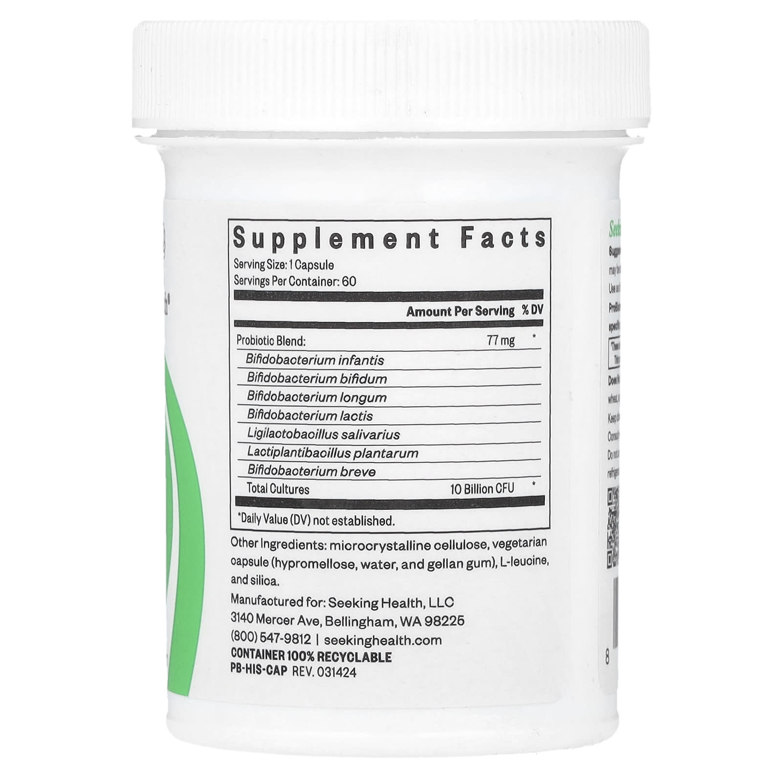 Seeking Health, ProBiota HistaminX, 10 Billion CFU, 60 Vegetarian Capsules