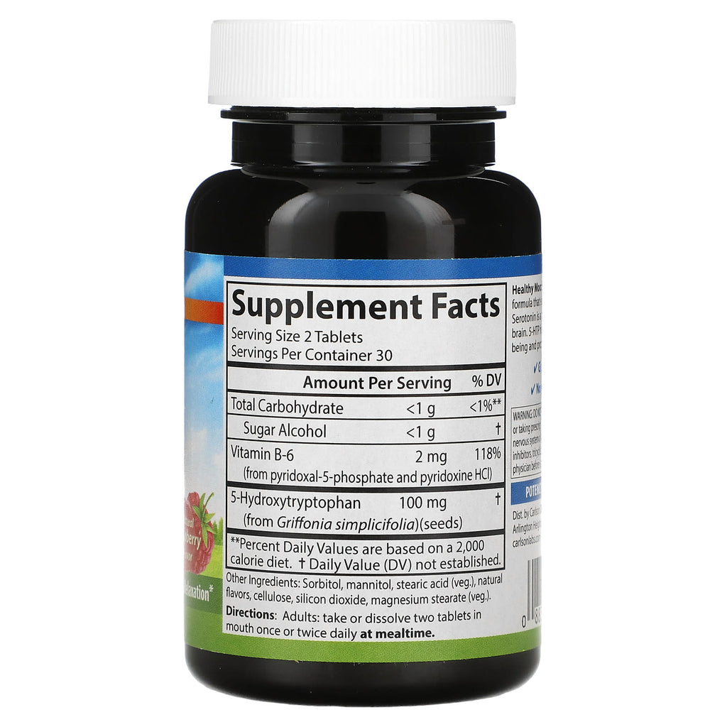 Carlson, Healthy Mood, 5-HTP Elite, Natural Raspberry, 60 Tablets