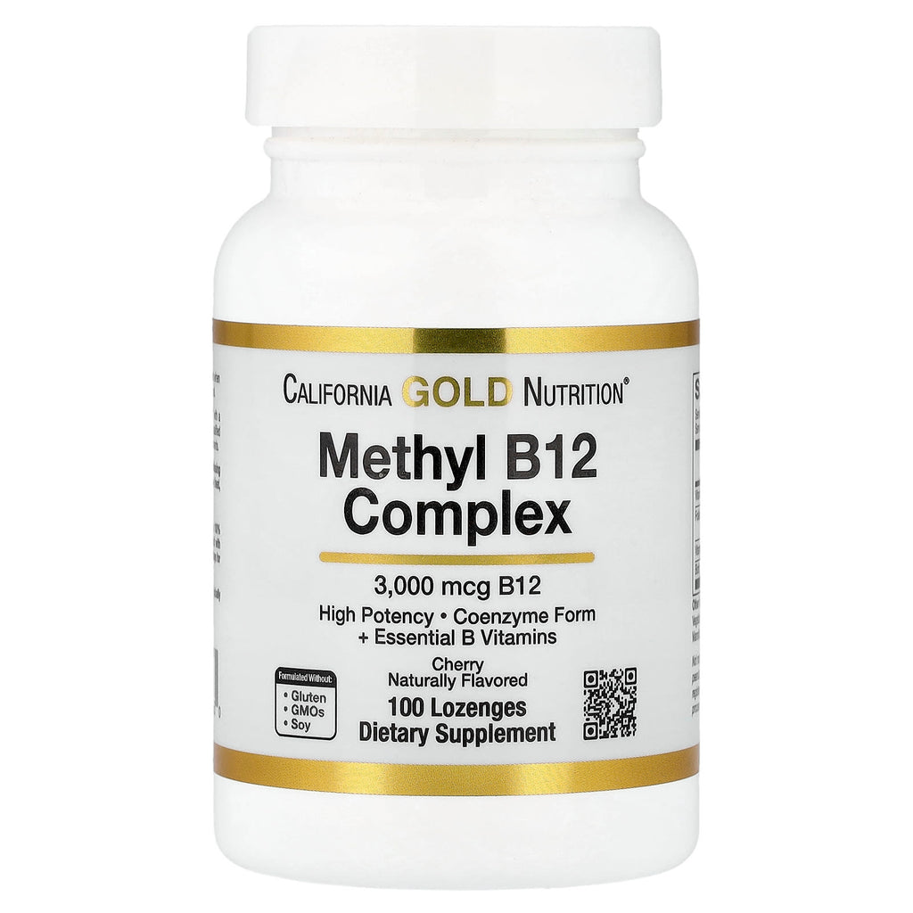 California Gold Nutrition, Vitamin B12 as Methylcobalamin with Folate, Biotin and Vitamin B6, Cherry, 100 Lozenges