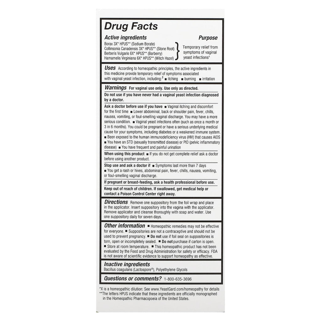 YeastGard Advanced, Yeast Gard Suppositories, 10 Suppositories 