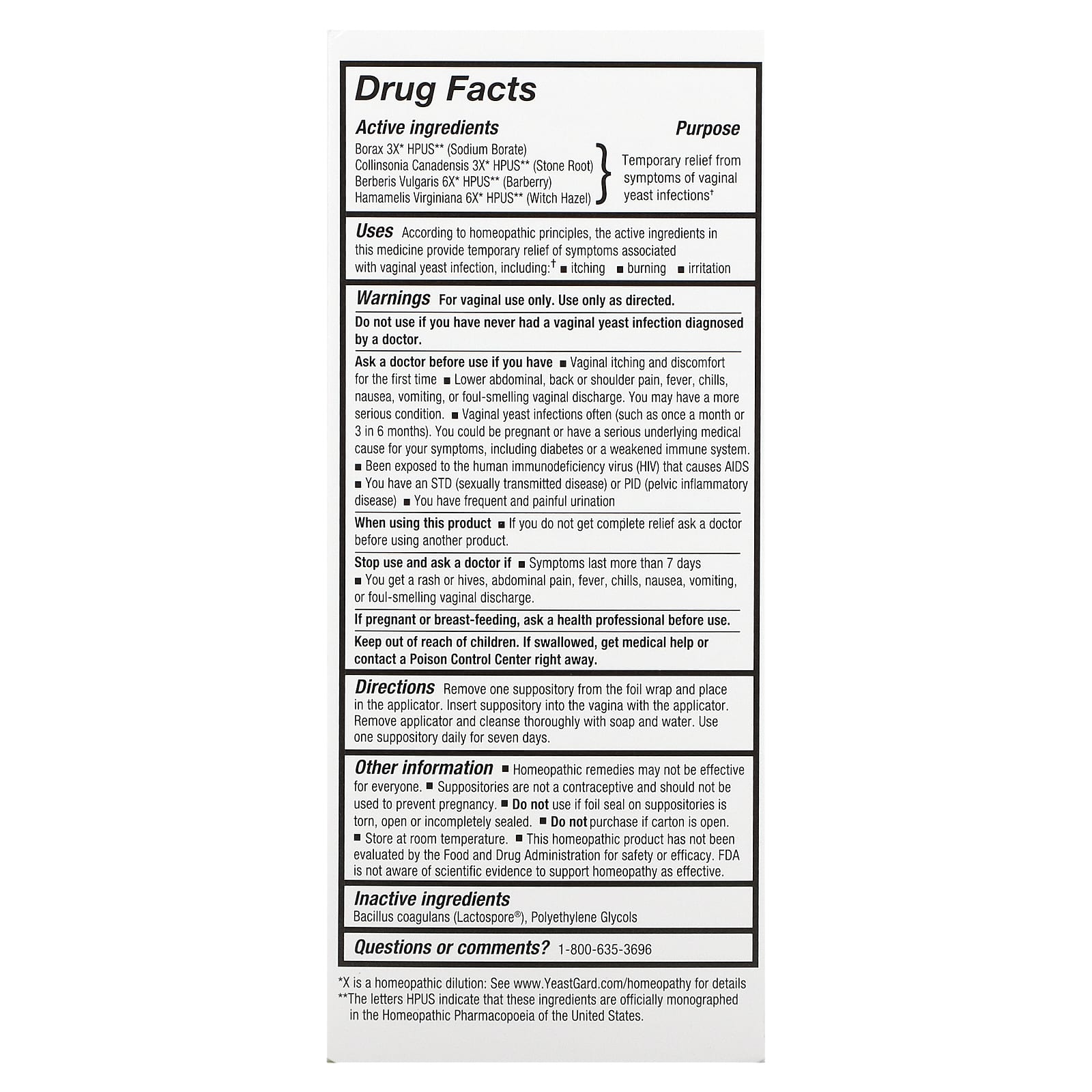 YeastGard Advanced, Yeast Gard Suppositories, 10 Suppositories 