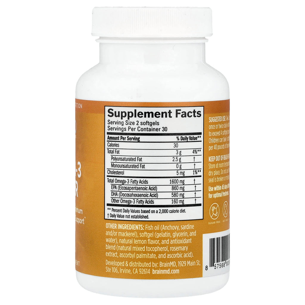 BrainMD, Omega-3 Power, 60 Softgels (800 mg per Softgel)