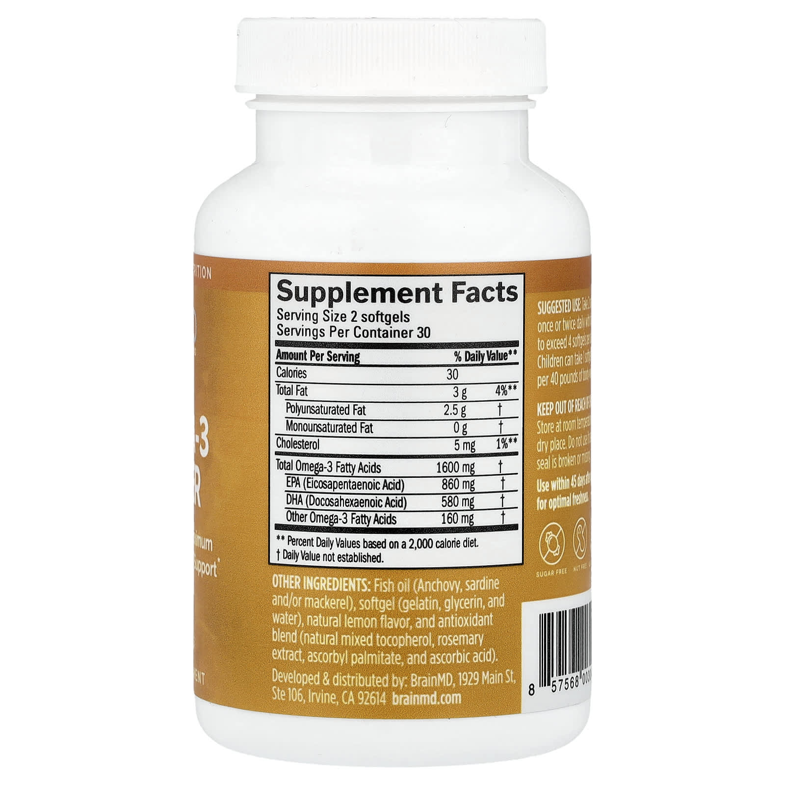 BrainMD, Omega-3 Power, 60 Softgels (800 mg per Softgel)