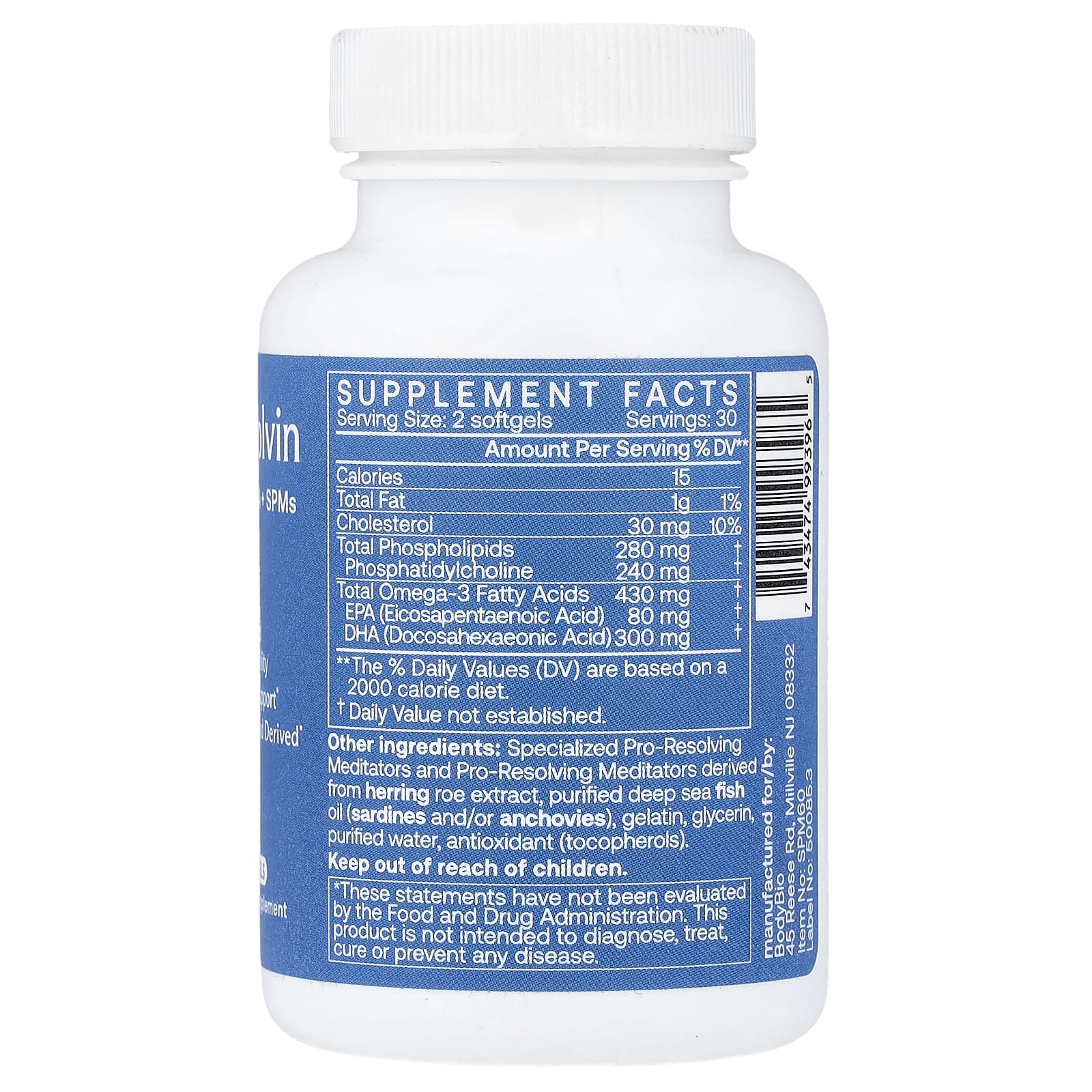 BodyBio, Resolvin, EPA, DHA + SPMs, 60 Softgels