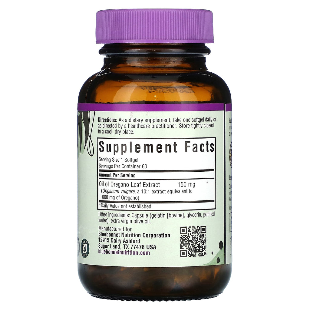Bluebonnet Nutrition, Oil of Oregano, Leaf Extract, 60 Softgels (150 mg per Softgel)