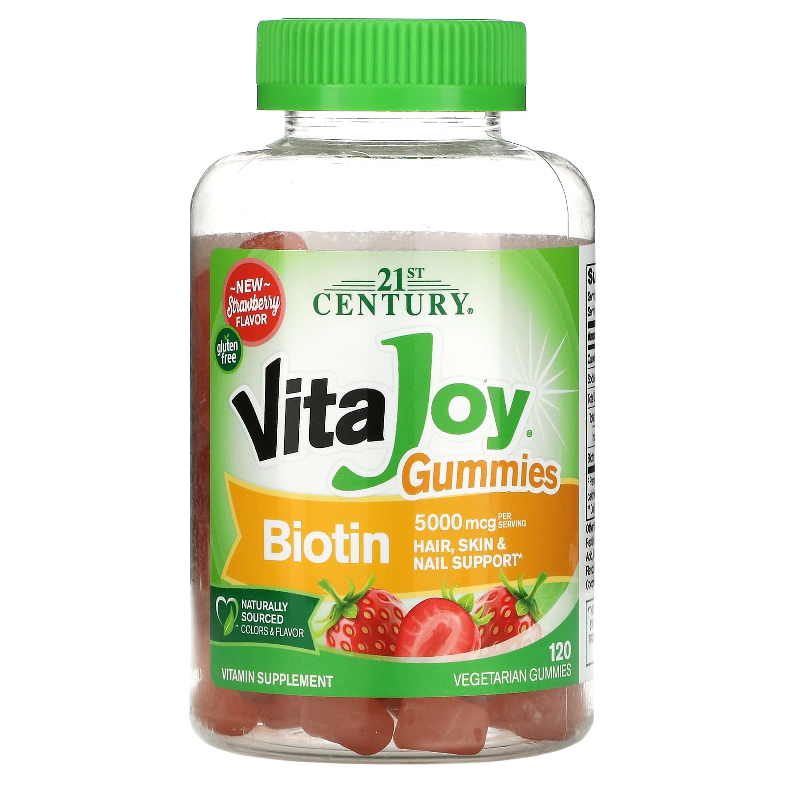 21st Century, VitaJoy® Biotin Gummies, Strawberry, 120 Vegetarian Gummies (2,500 mcg per Gummy)
