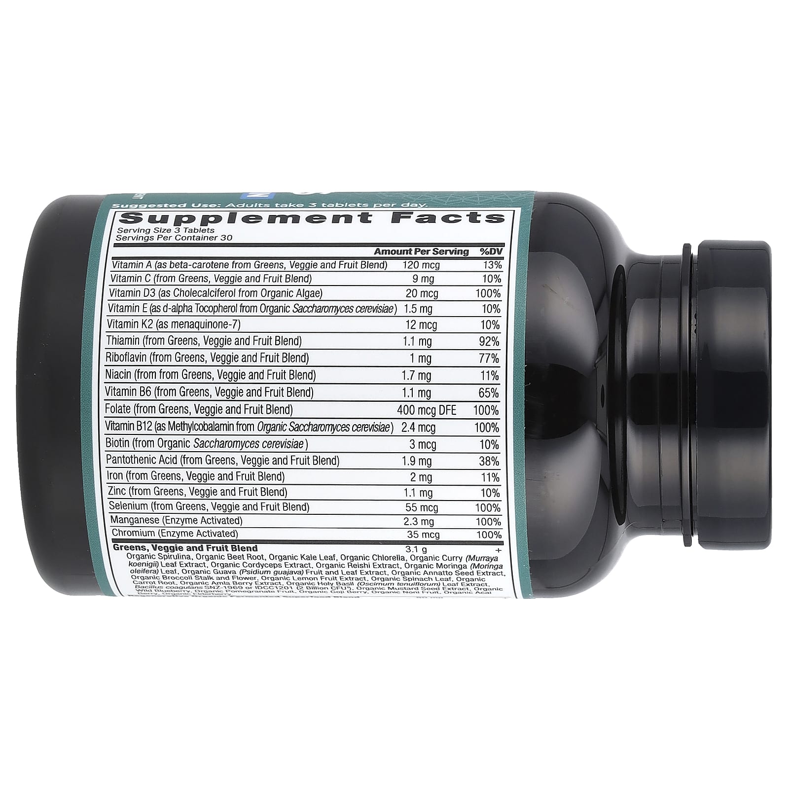 Ancient Nutrition, Organic Super Greens + Multivitamin, 90 Tablets