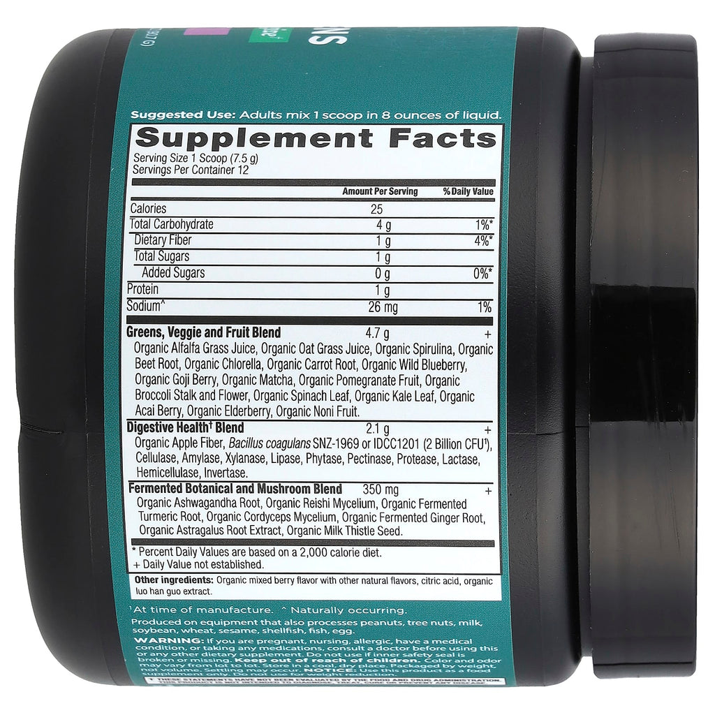 Ancient Nutrition, Organic SuperGreens, Berry, 3.2 oz (90.7 g)