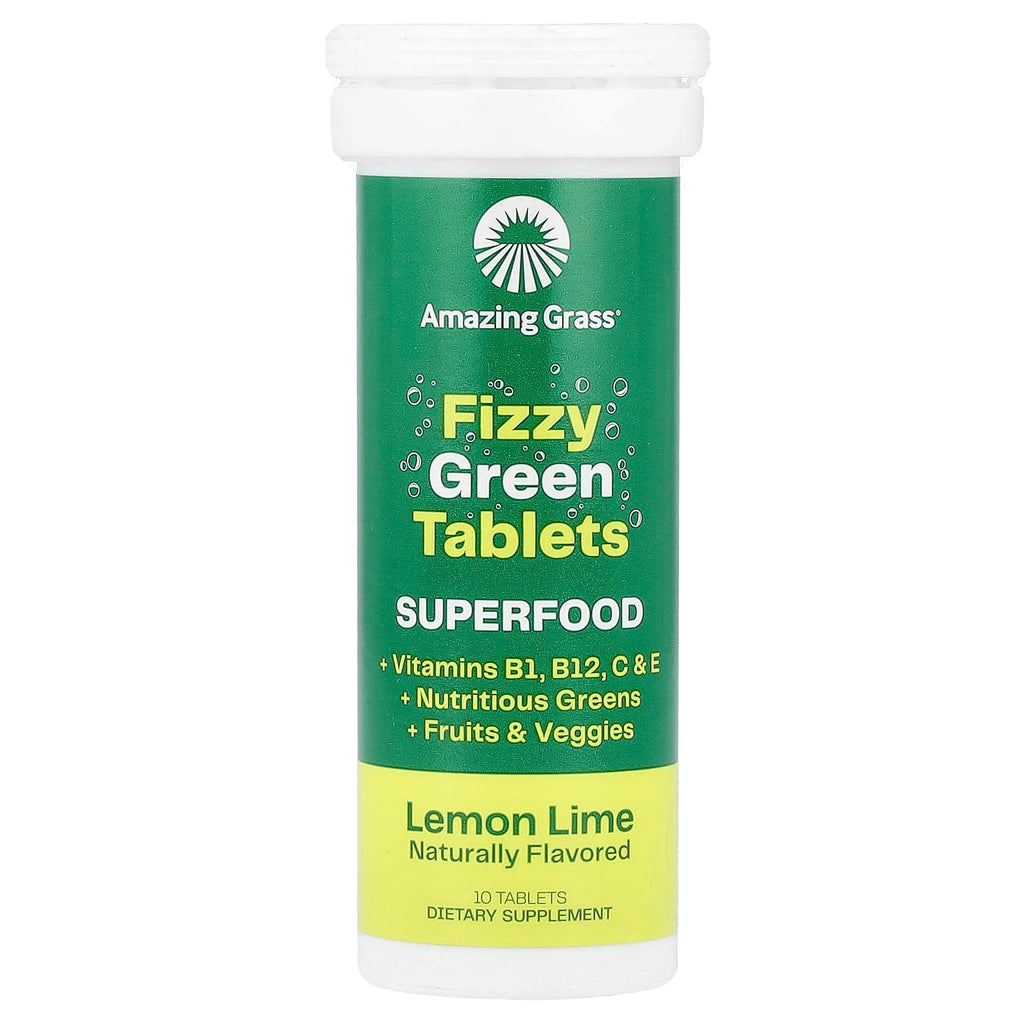 Amazing Grass, Fizzy Green Tablets, Superfood, Lemon Lime, 10 Tablets