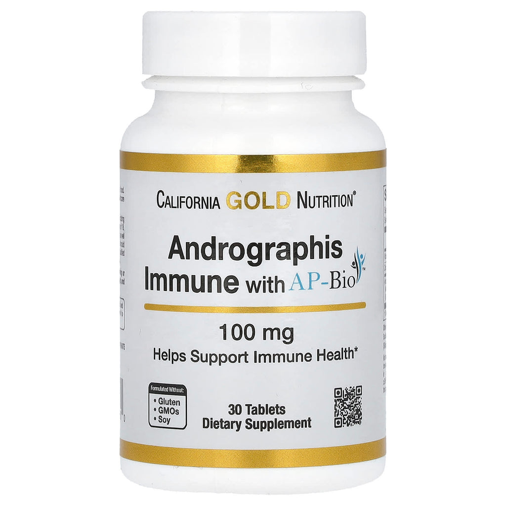 California Gold Nutrition, Andrographis Immune with AP-Bio, Andrographis Extract with Vitamin C and Zinc, 100 mg, 30 Tablets