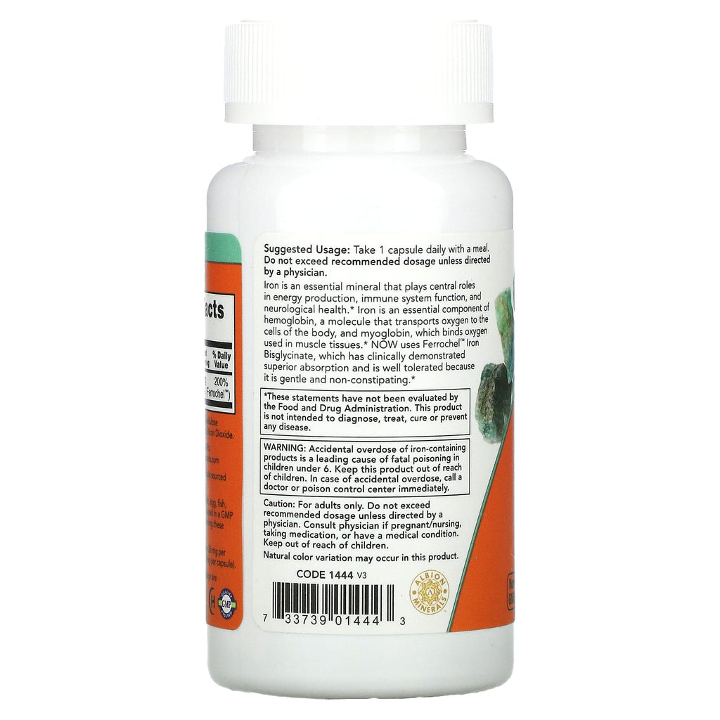 NOW Foods, Iron, 36 mg, 90 Veg Capsules