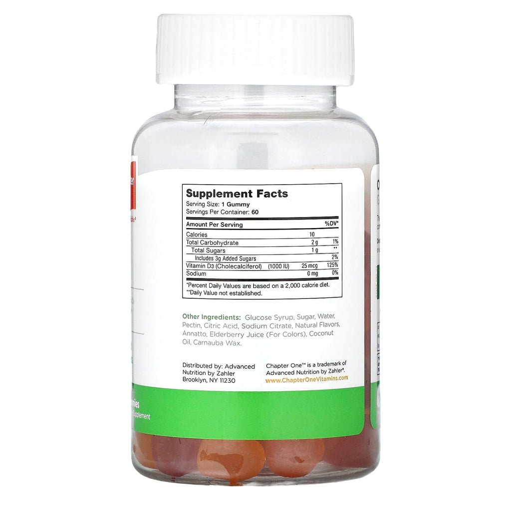 Chapter One, Vitamin D3, 60 Gummies (25 mcg (1,000 IU) Per Gummy)