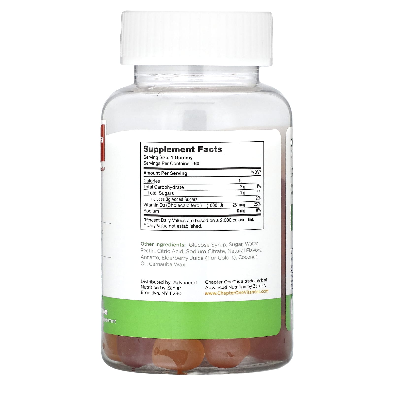 Chapter One, Vitamin D3, 60 Gummies (25 mcg (1,000 IU) Per Gummy)