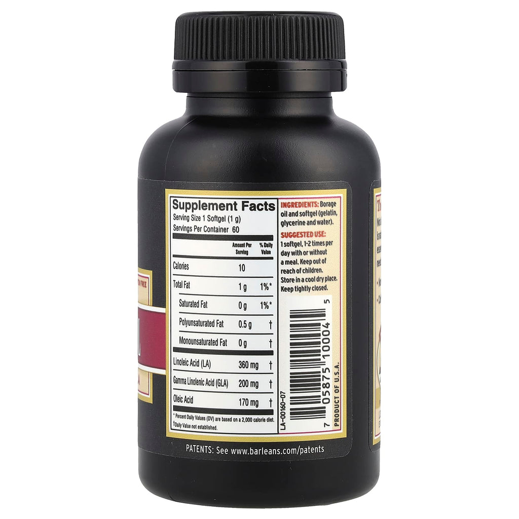 Barlean's, Borage Oil, 1,000 mg, 60 Softgels