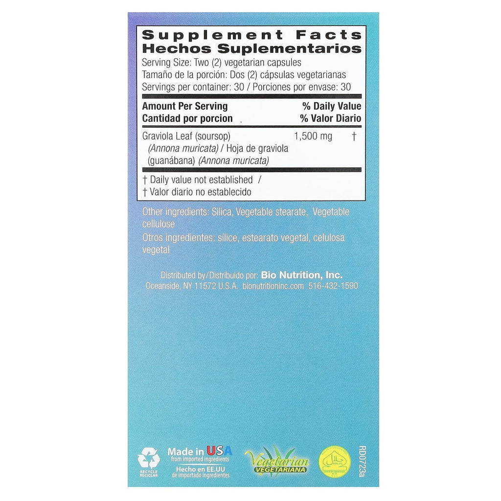 Bio Nutrition, Graviola, 60 Vegetarian Capsules (750 mg per Capsule)