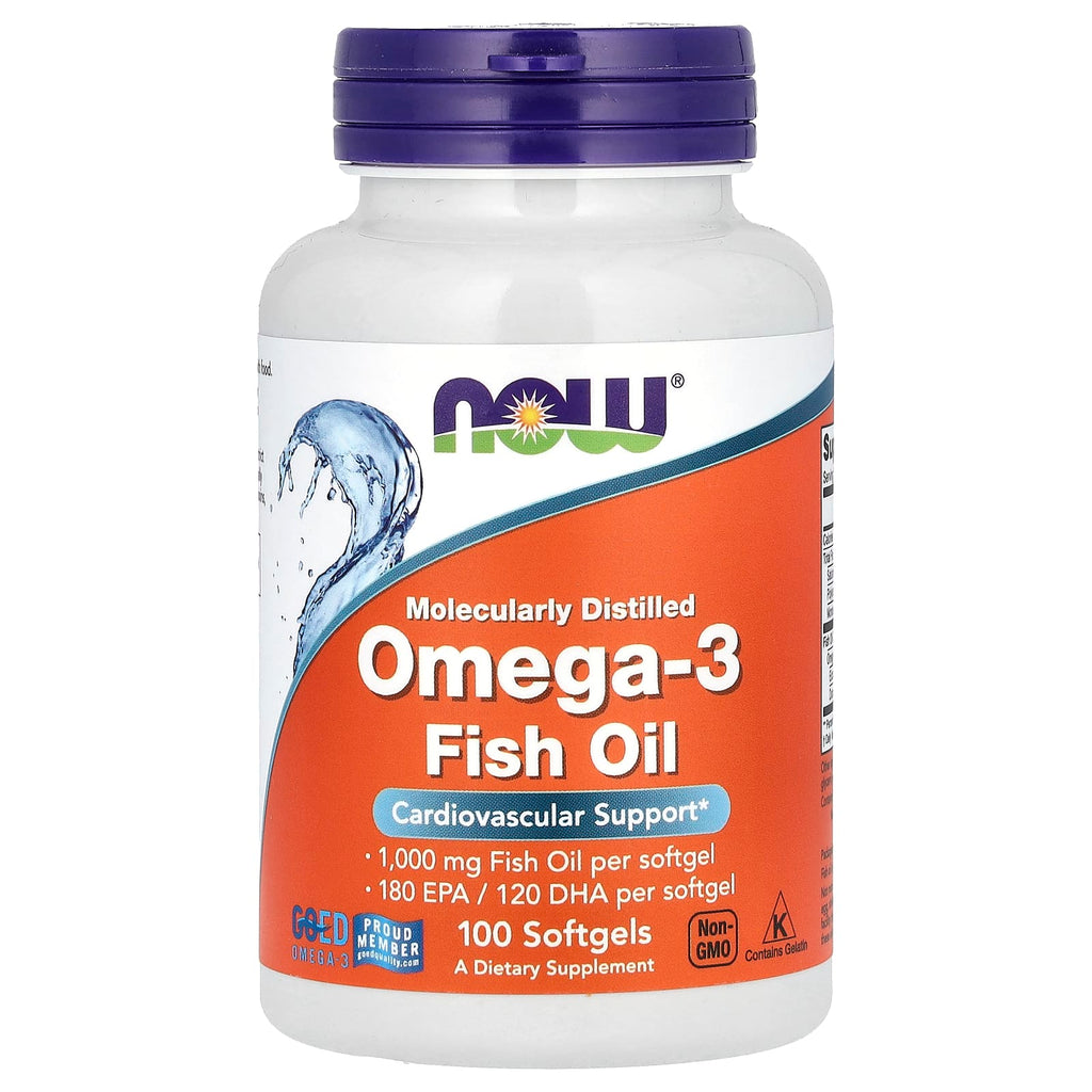 NOW Foods, Omega-3 Fish Oil, 1,000 mg, 180 EPA - 120 DHA, 100 Softgels