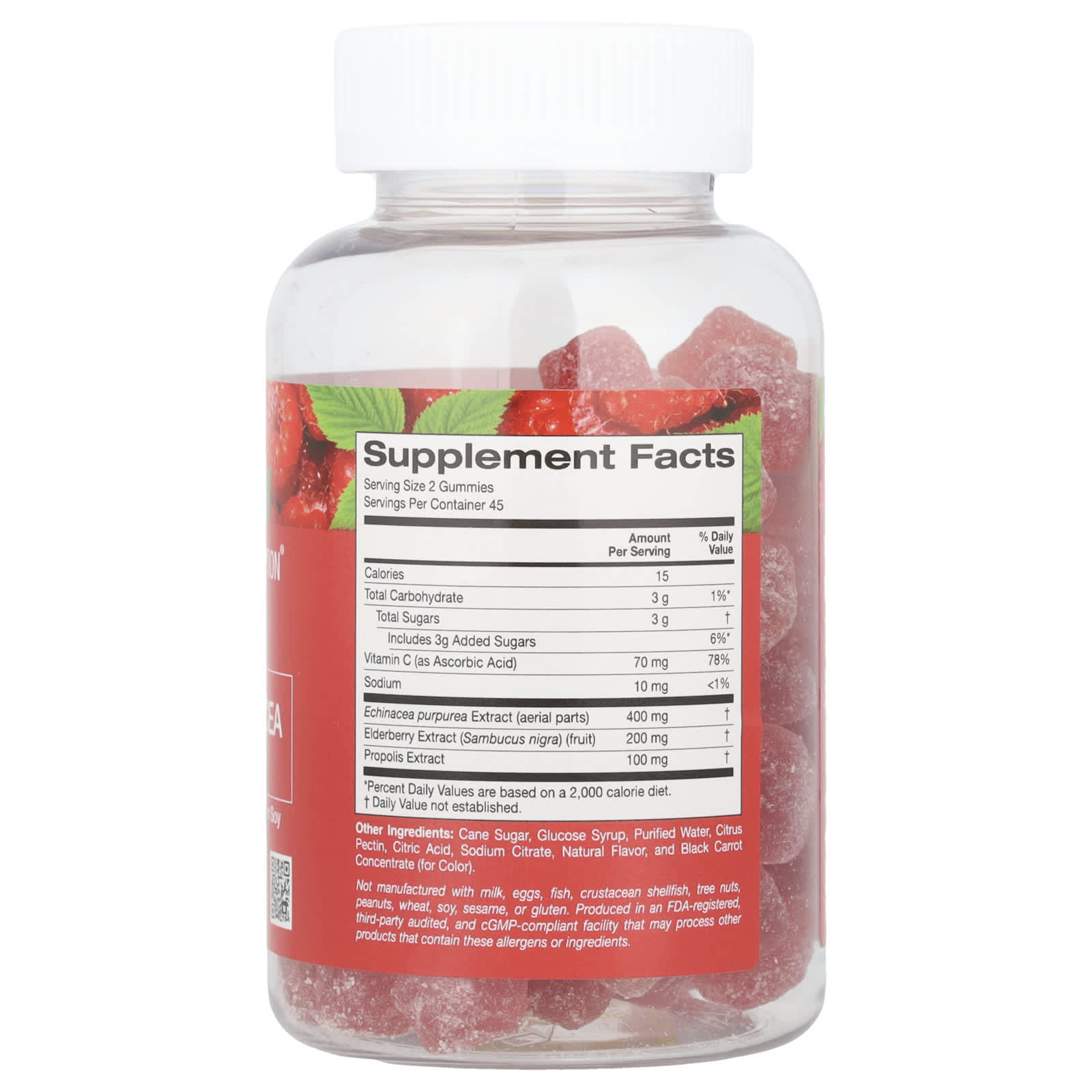 California Gold Nutrition, Propolis and Echinacea Gummies, Natural Raspberry, 90 Vegetarian Gummies