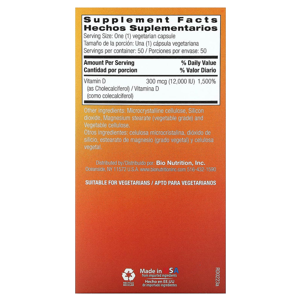 Bio Nutrition, D-3 , 300 mcg , 50 Vegetarian Capsules