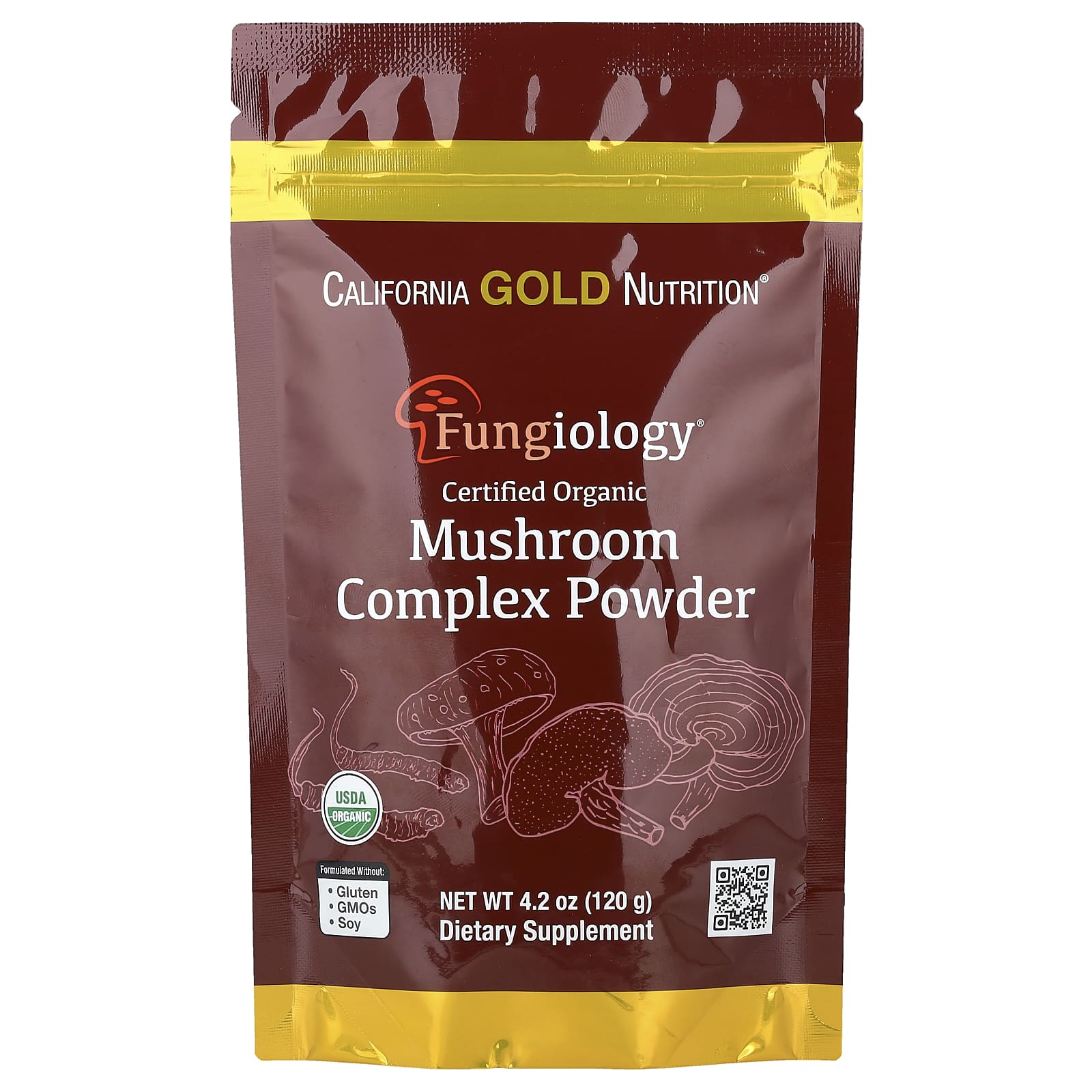 California Gold Nutrition, Certified Organic Mushroom Complex Powder, 4.2 oz (120 g)