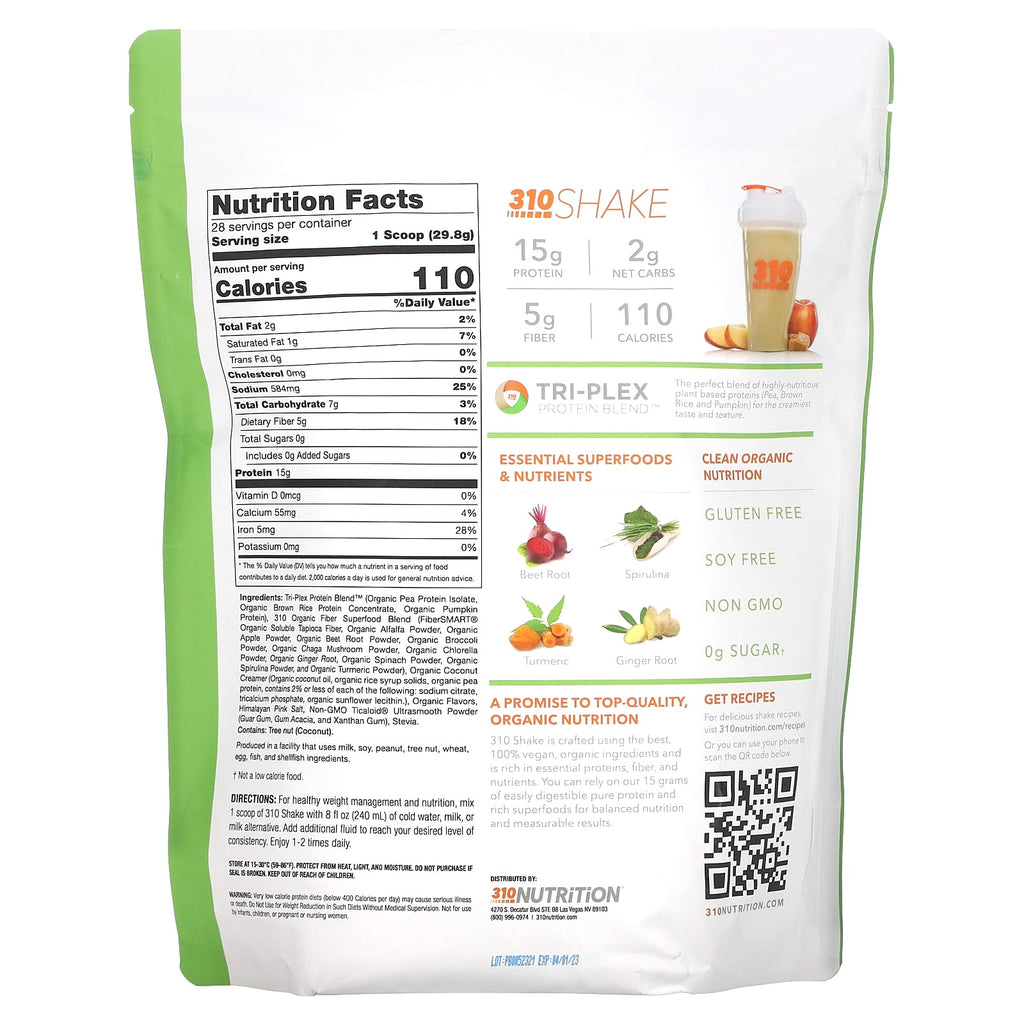 310 Nutrition, Meal Replacement Shake, Salted Caramel, 29.4 oz (834.4 g) 