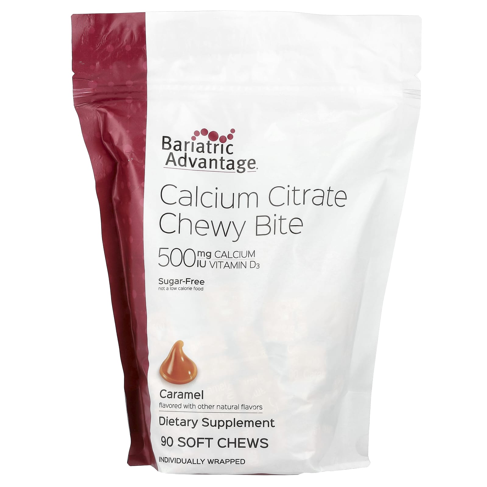 Bariatric Advantage, Calcium Citrate Chewy Bite, Sugar-Free, Caramel, 90 Soft Chews