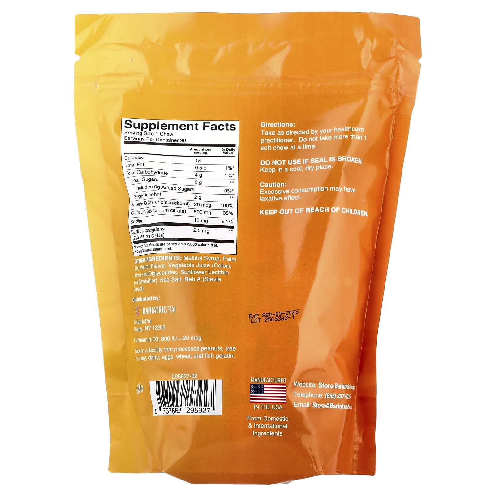 BariatricPal, Calcium Citrate Soft Chews, Orange Creamsicle, 90 Soft Chews