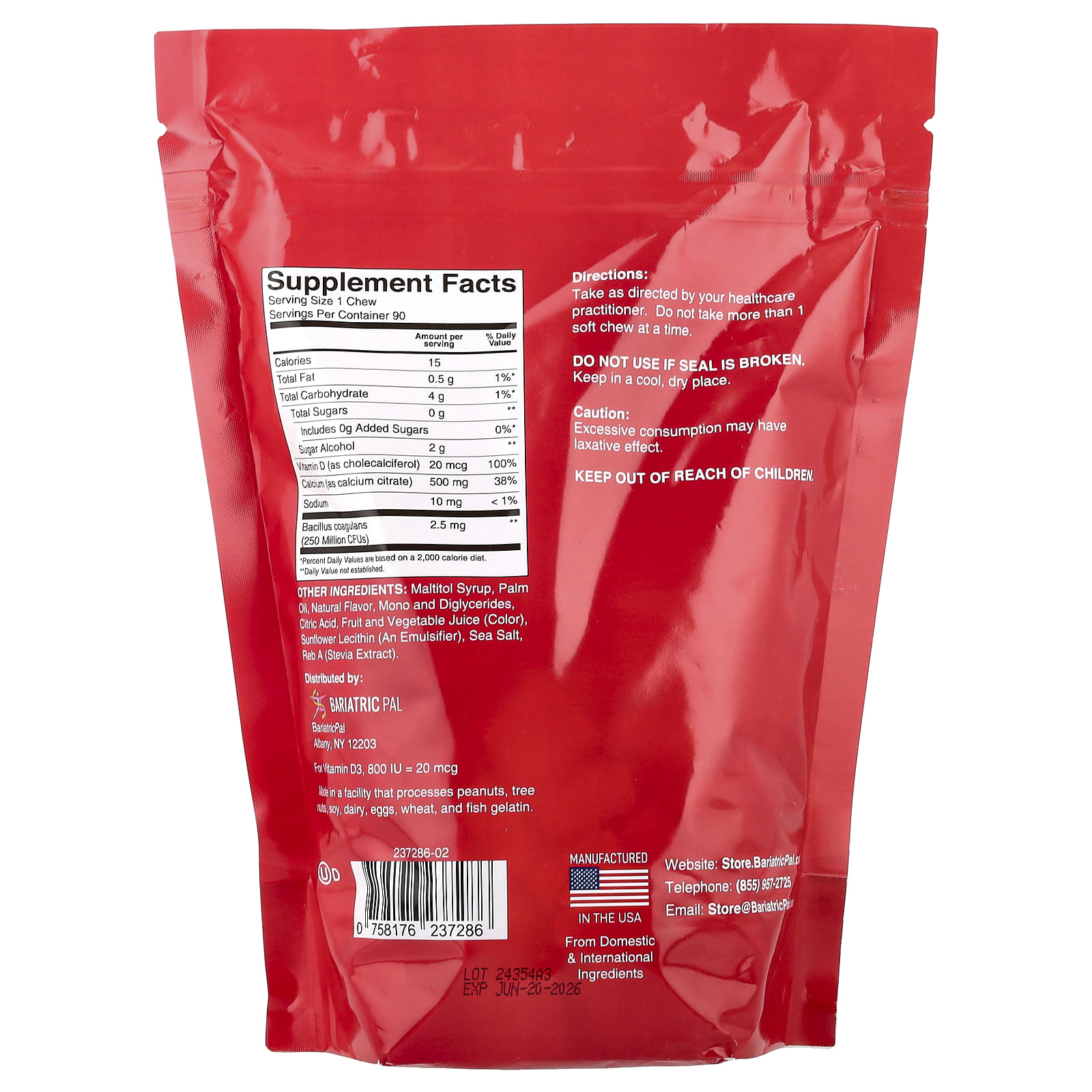 BariatricPal, Calcium Citrate Soft Chews, Strawberry Twist, 90 Soft Chews