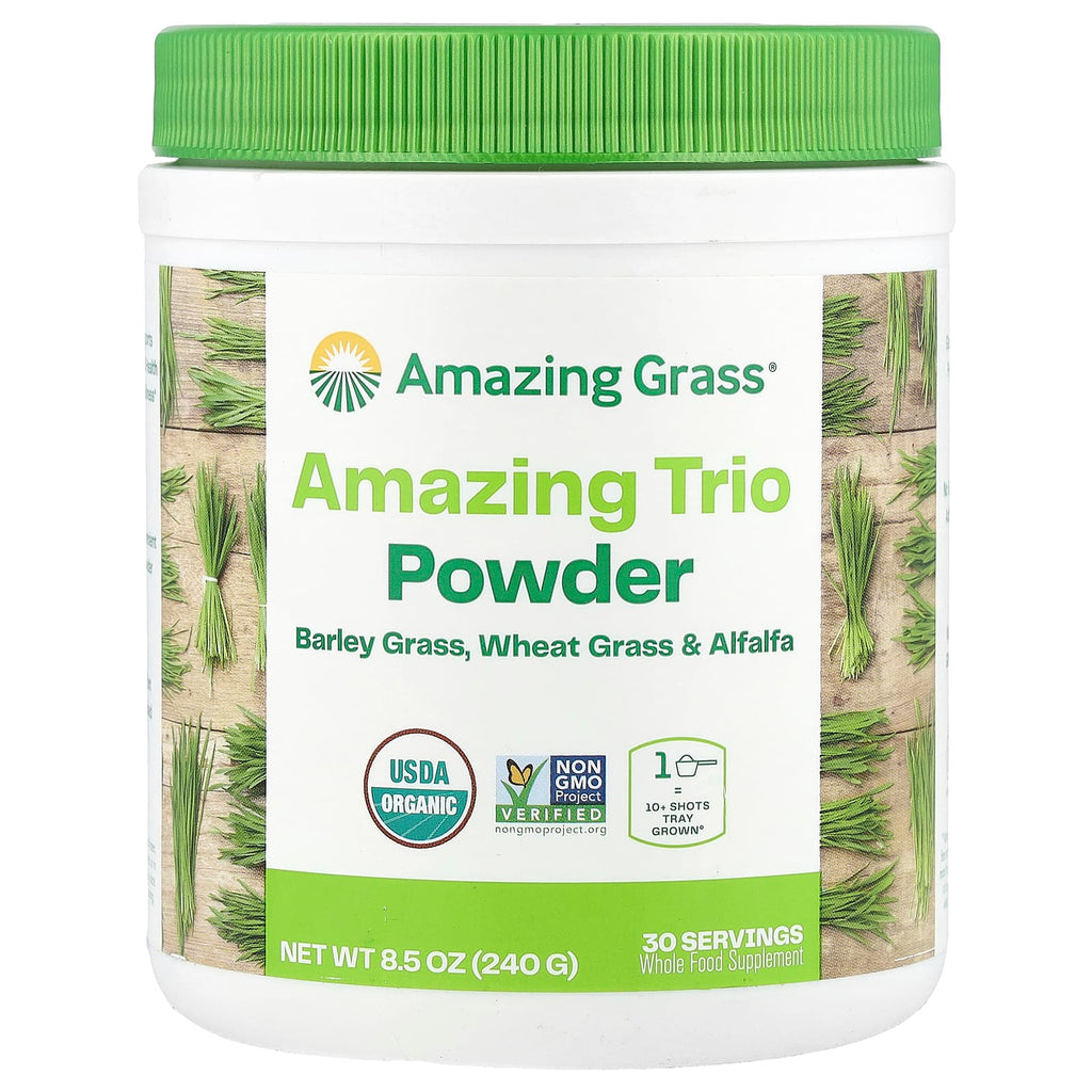 Amazing Grass, Amazing Trio Powder, Barley Grass, Wheat Grass & Alfalfa, 8.5 oz (240 g)