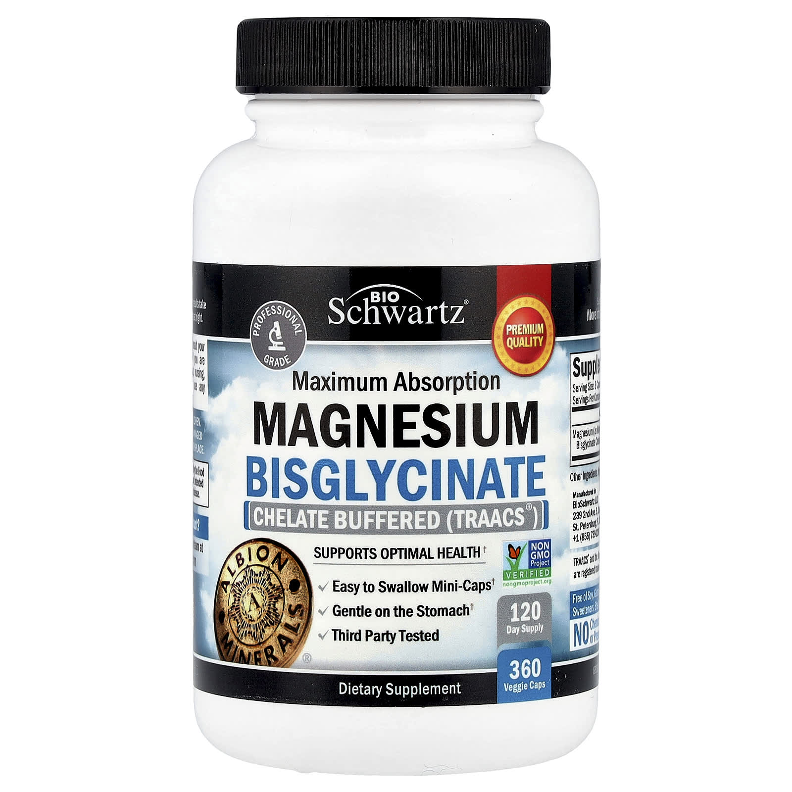 BioSchwartz, Magnesium Bisglycinate, Maximum Absorption, 360 Veggie Caps (24 mg per Cap)