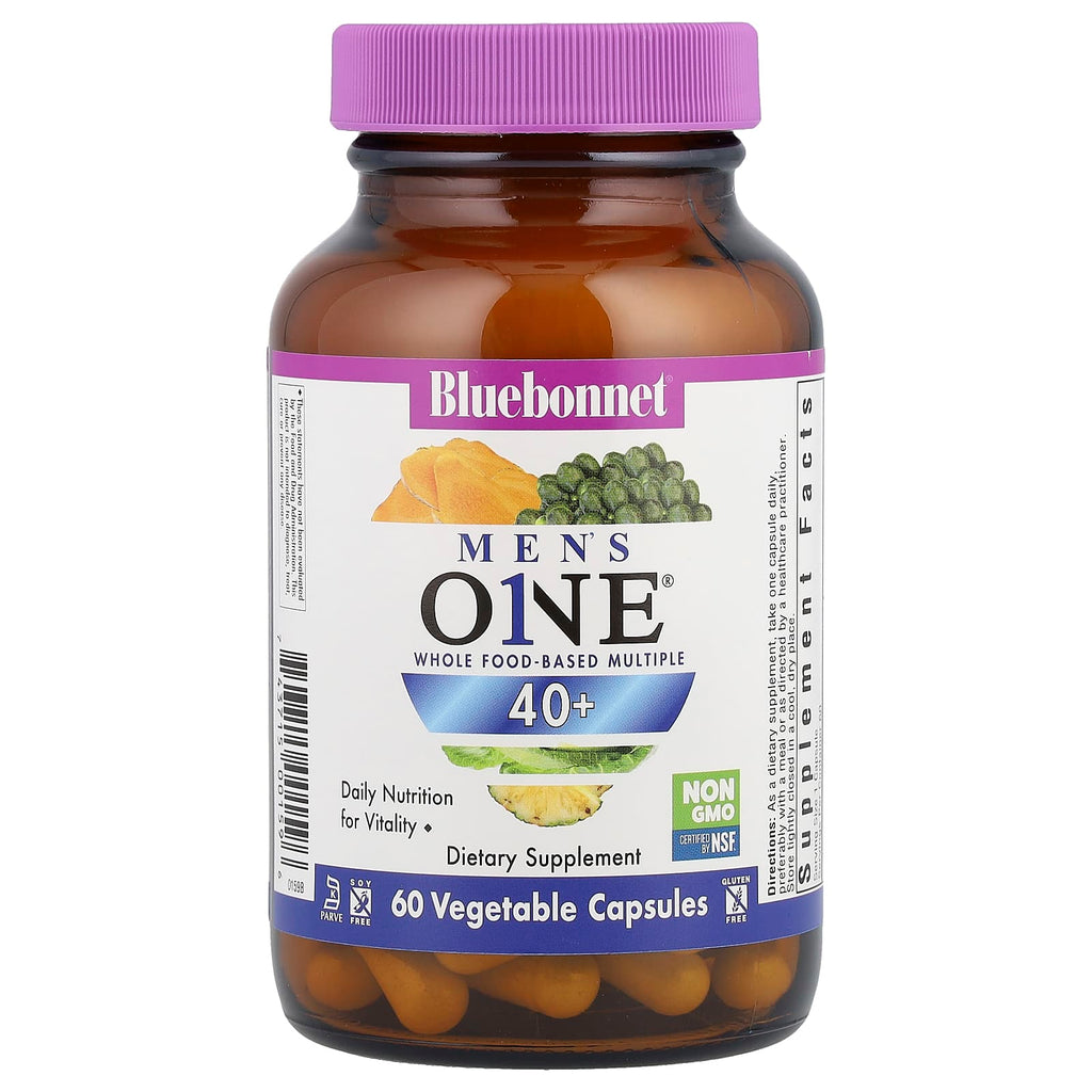 Bluebonnet Nutrition, Men's ONE® 40+, Whole Food- Based Multiple, 60 Vegetable Capsules