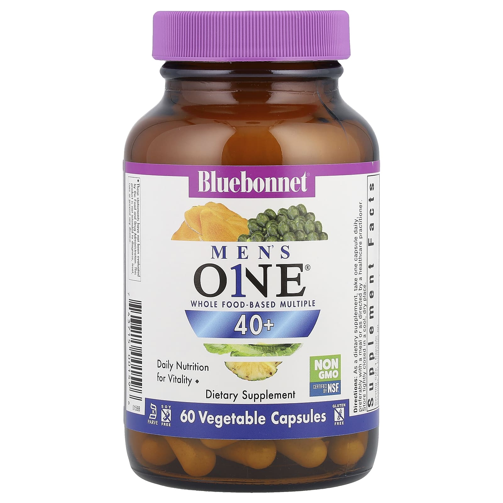 Bluebonnet Nutrition, Men's ONE® 40+, Whole Food- Based Multiple, 60 Vegetable Capsules