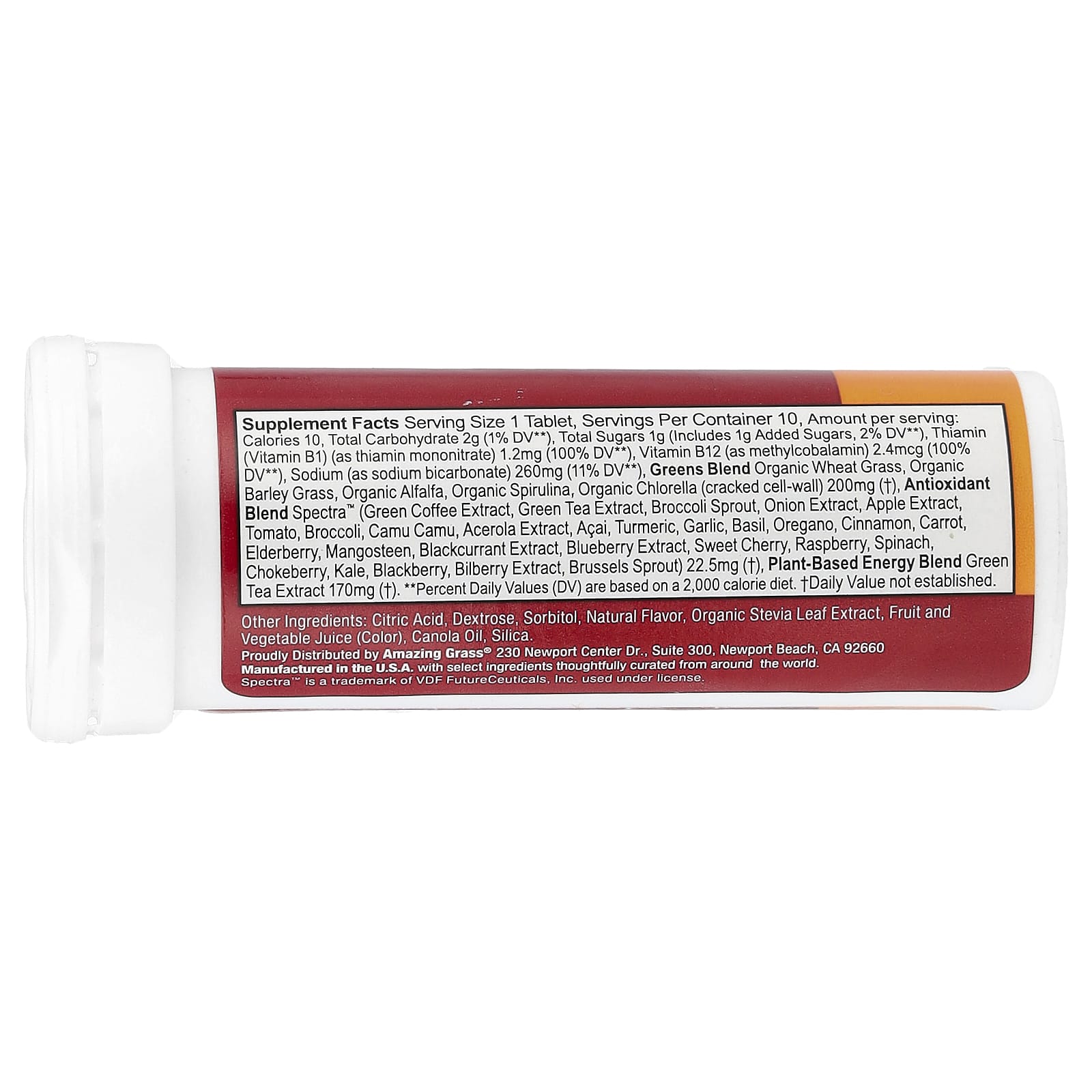 Amazing Grass, Fizzy Green Tablets, Energy, Tropical, 10 Tablets