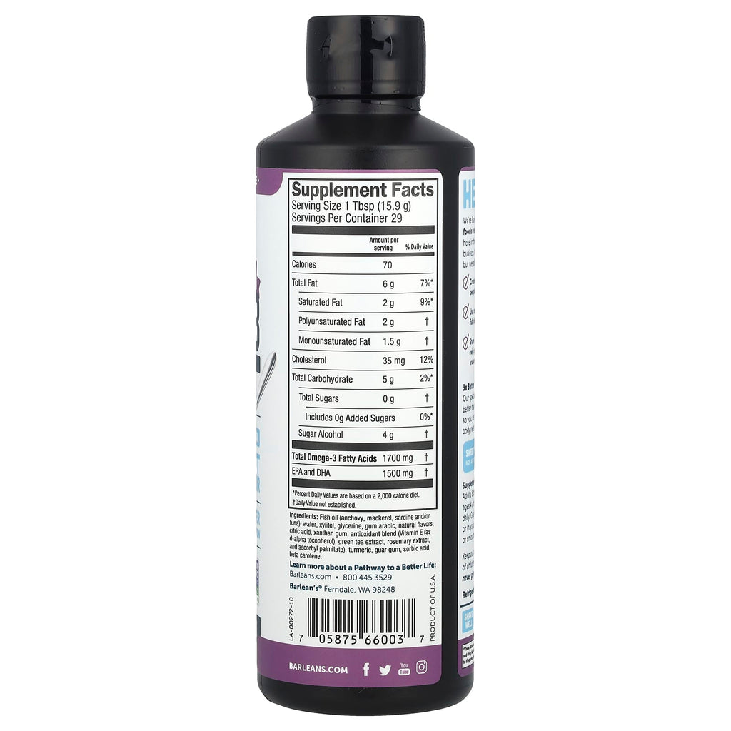 Barlean's, Seriously Delicious®, Omega-3 From Fish Oil, Passion Pineapple Smoothie, 16 oz (454 g)