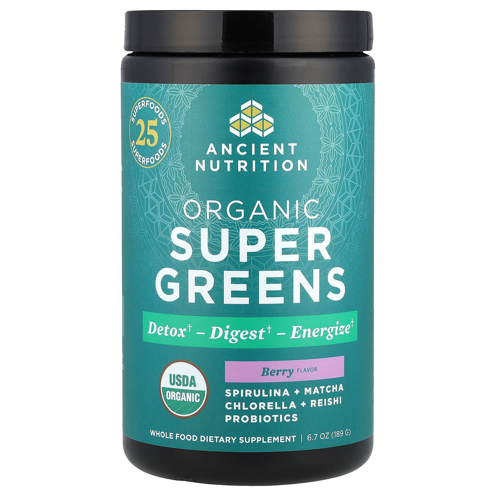 Ancient Nutrition, Organic Super Greens, Berry, 6.7 oz (189 g)