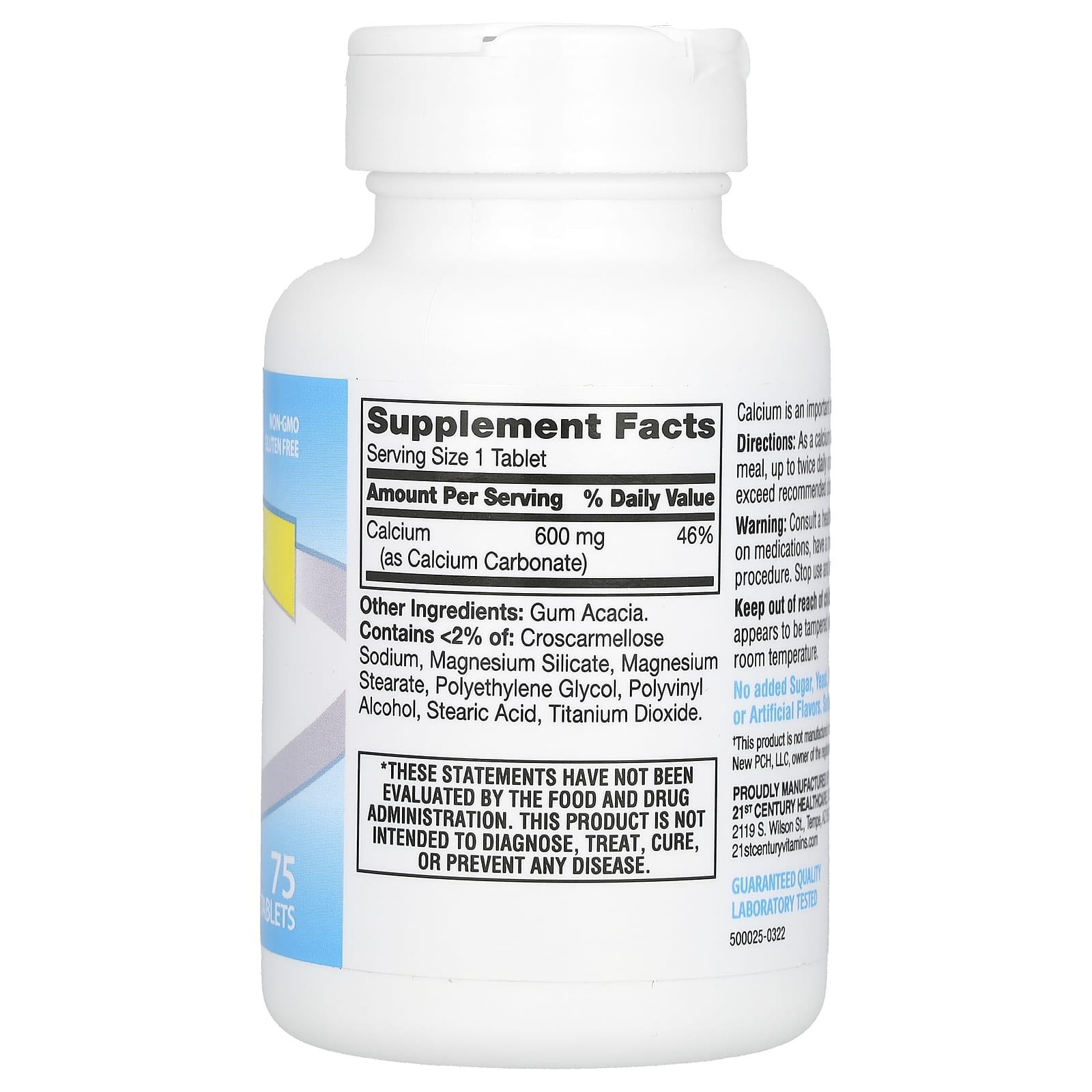 21st Century, Calcium Supplement 600, 75 Tablets (600 mg per Tablet)