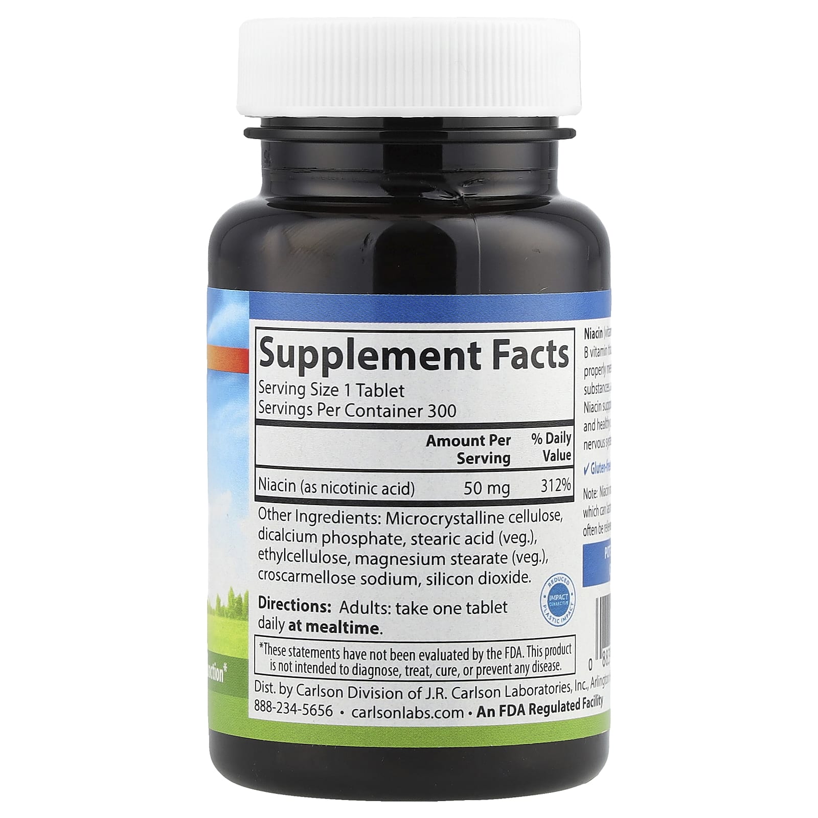 Carlson, Niacin, 50 mg, 300 Tablets