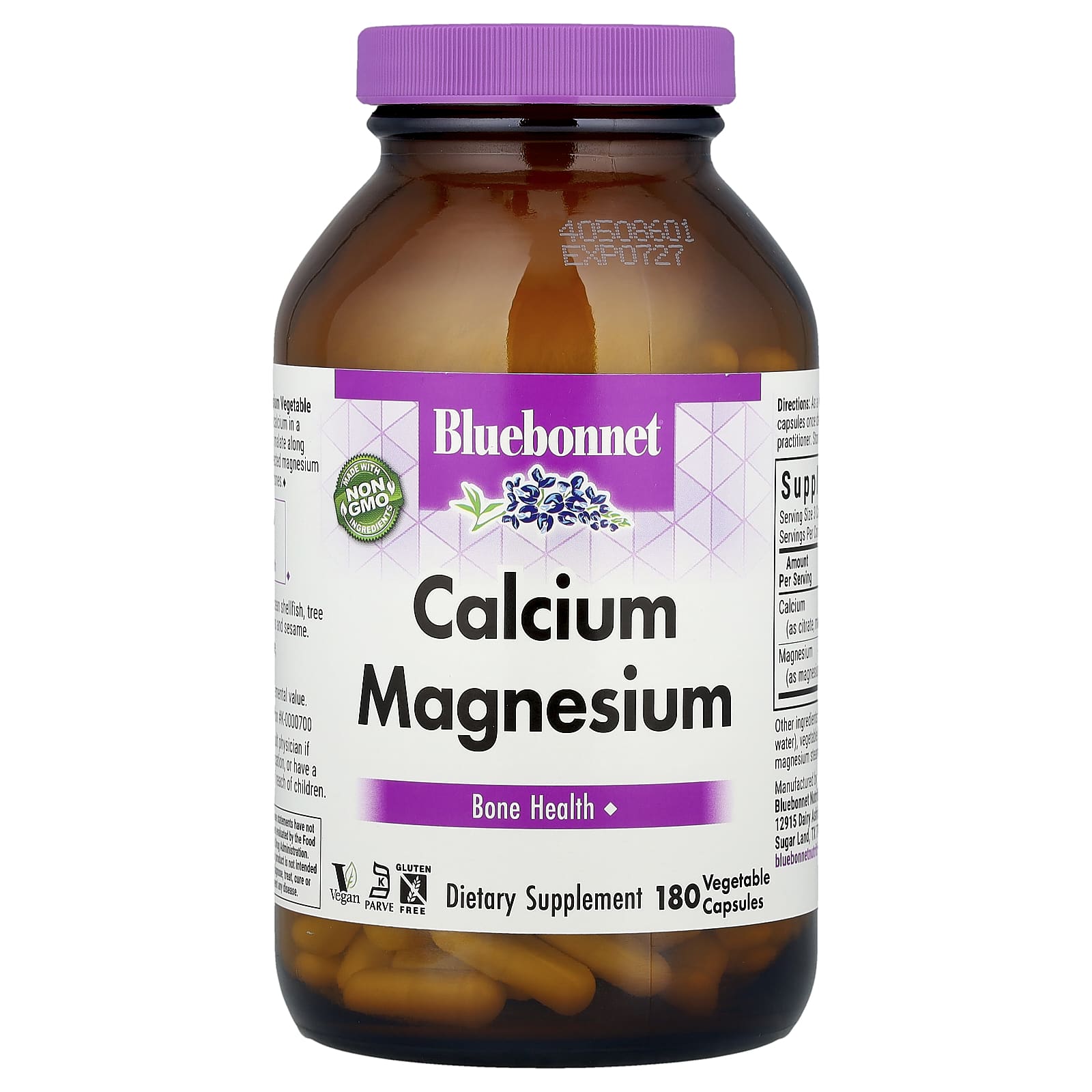 Bluebonnet Nutrition, Calcium Magnesium, 180 Vegetable Capsules