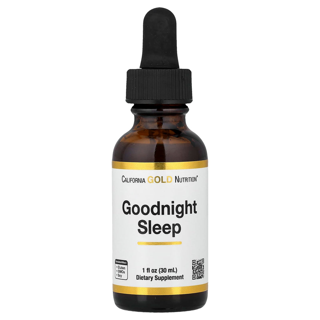 California Gold Nutrition, Goodnight Sleep with Proprietary Blend of Fresh Milky Oat Seed, Fresh St. John's Wort Flowering Herb, Fresh Skullcap Herb and Passion Flower Herb, 1 fl oz (30 ml)