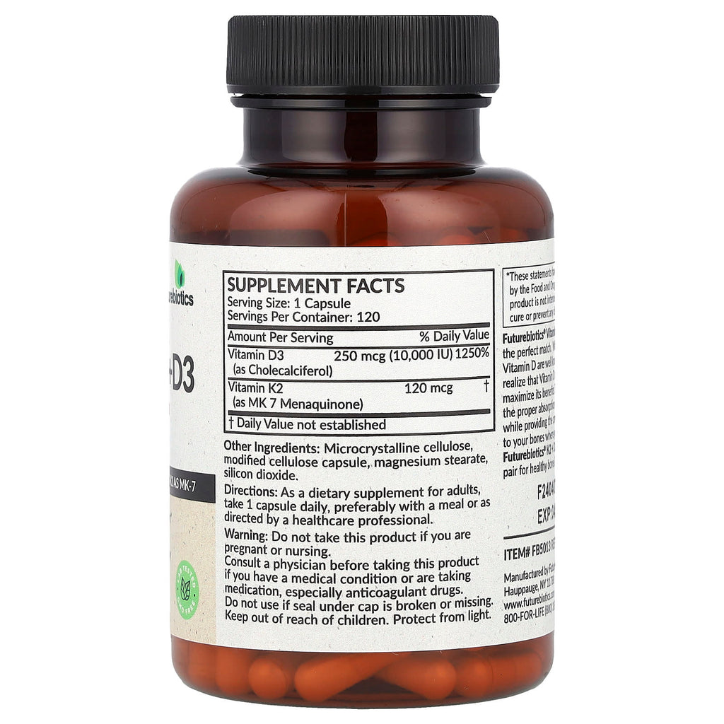 Futurebiotics, Vitamin K2 + D3, 120 Capsules