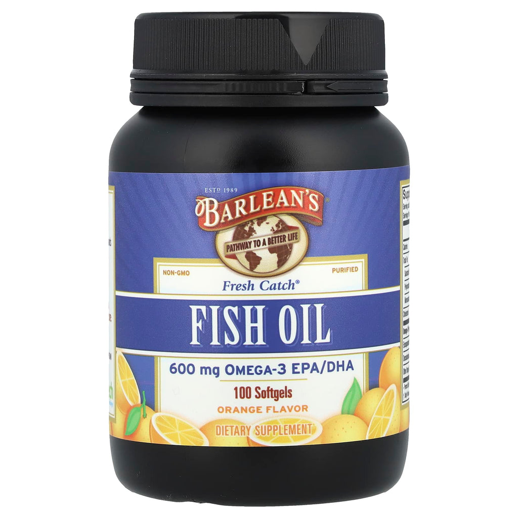 Barlean's, Fresh Catch®, Fish Oil, Omega-3 EPA/DHA, Orange, 100 Softgels (300 mg per Softgel)