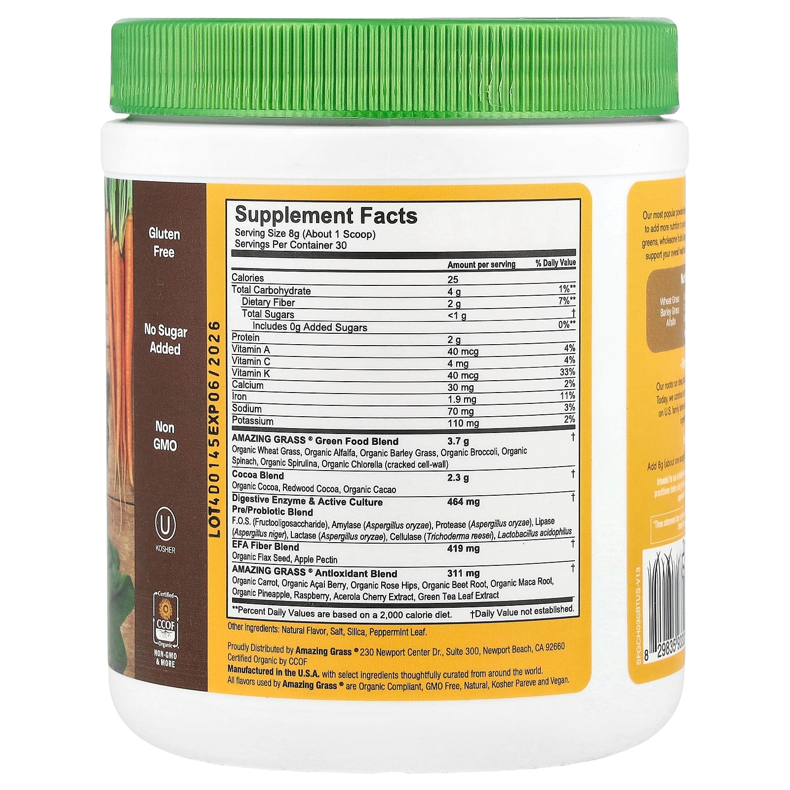 Amazing Grass, Greens Blend, Superfood, Chocolate, 8.5 oz (240 g)