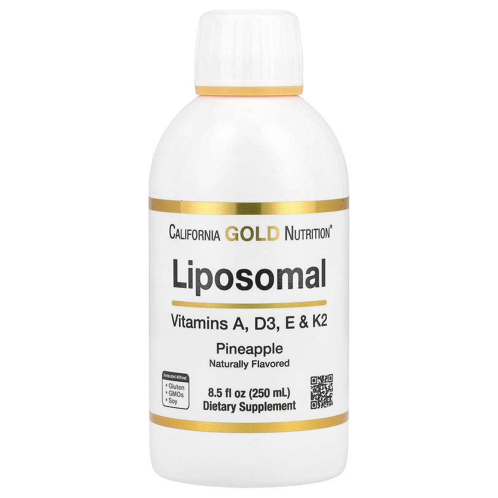 California Gold Nutrition, Liposomal Vitamin A, D3, E & K2, Pineapple, 8.5 fl oz (250 ml)