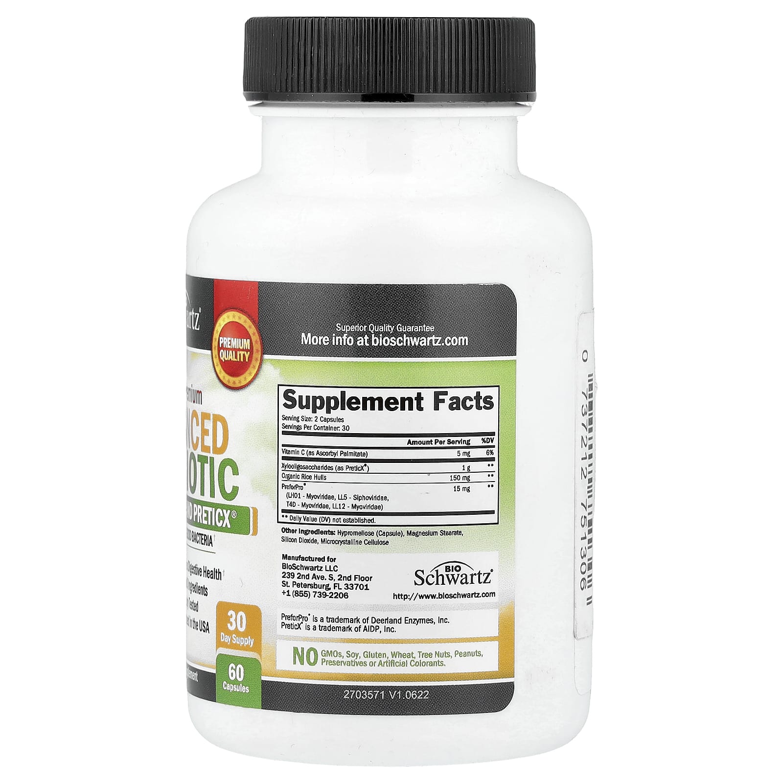 BioSchwartz, Ultra Premium Advanced Prebiotic, 60 Capsules