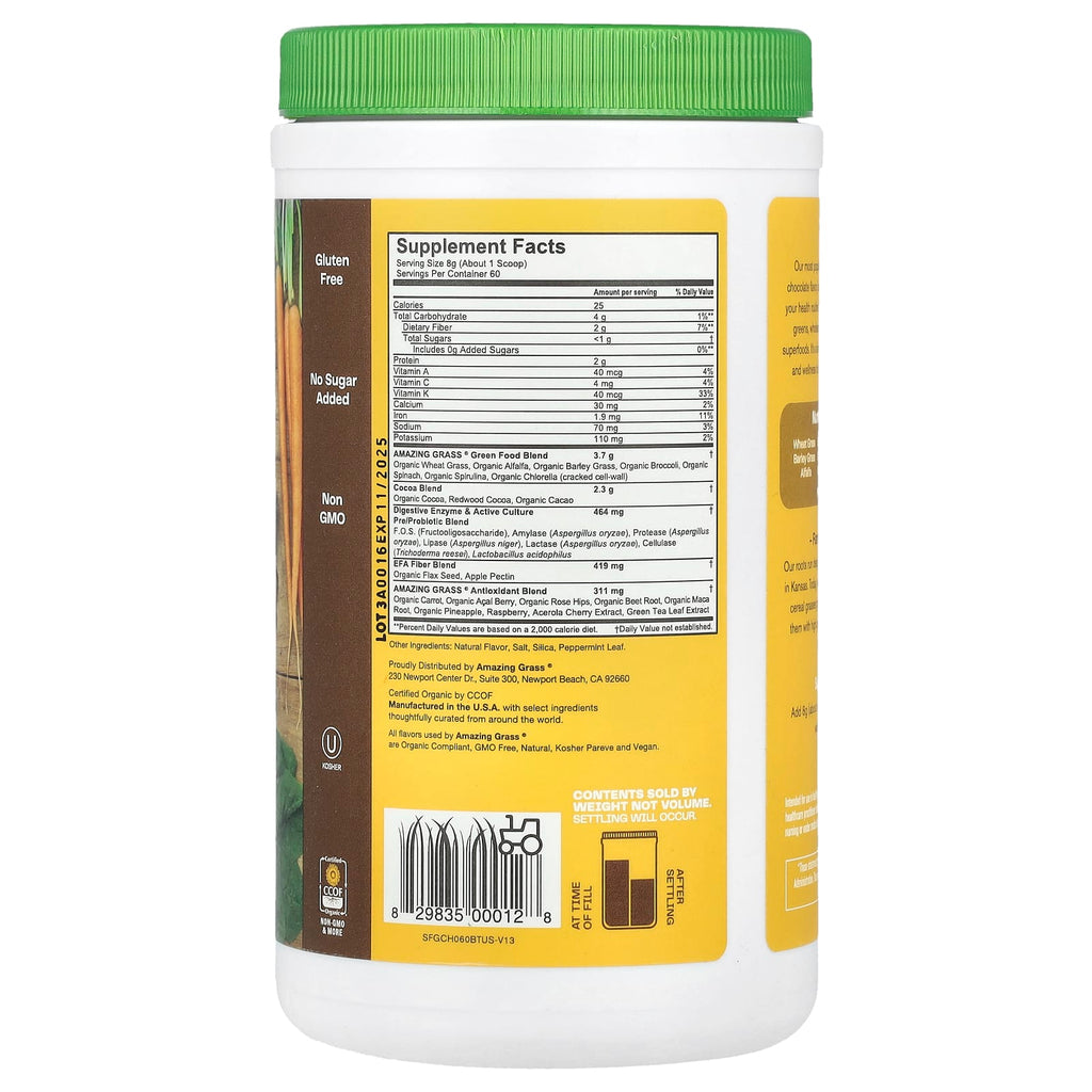 Amazing Grass, Greens Blend Superfood, Chocolate, 1.06 oz (480 g)
