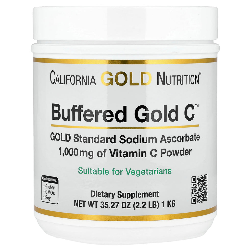 California Gold Nutrition, Buffered Gold C™, Non-Acidic Vitamin C Powder, Sodium Ascorbate, 2.2 lb (1 kg)